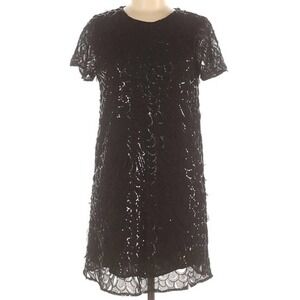 LINE & Dot Black Sequin Scalloped Mini Dress Size Medium
